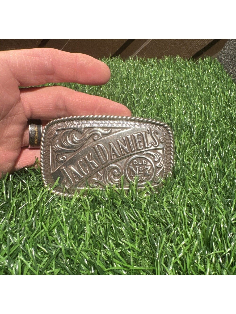 Jack Daniel's Old No. 7 Belt Buckle Brand Whiskey Silver Tone 2005 4" 5007JD